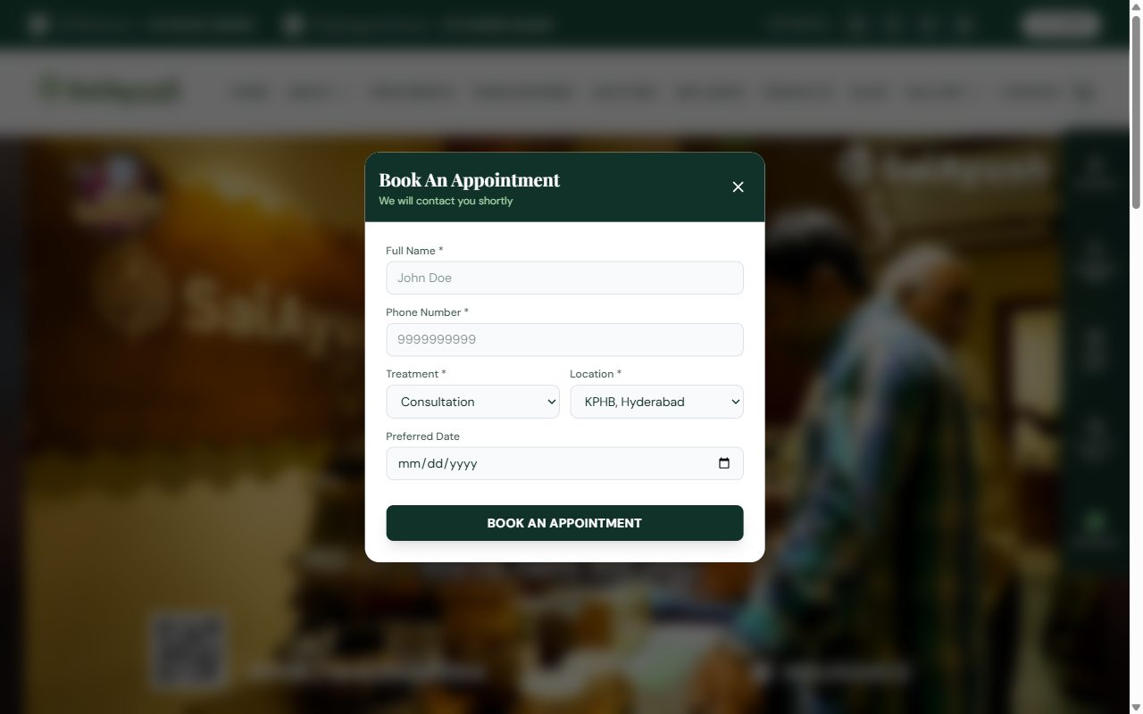 Sai Ayush Ayurveda, a website built by Sysprola